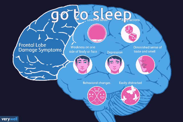 an illustration of a brain with the words go to sleep written on it
