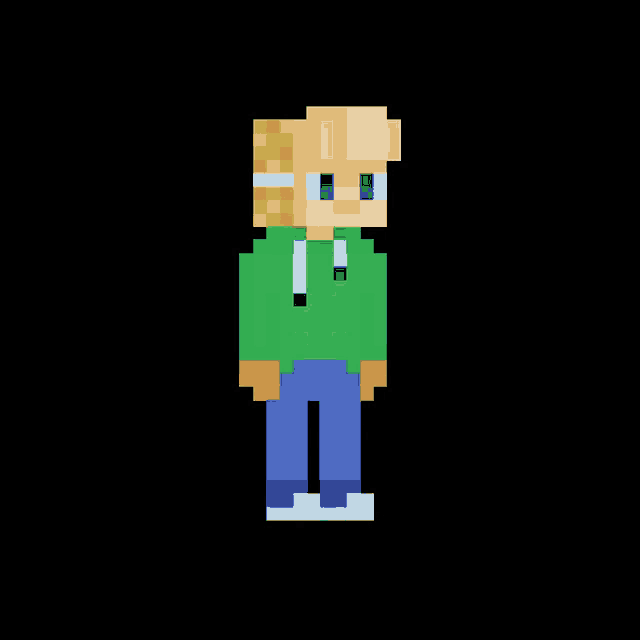 a pixel art of a man with blonde hair wearing a green hoodie