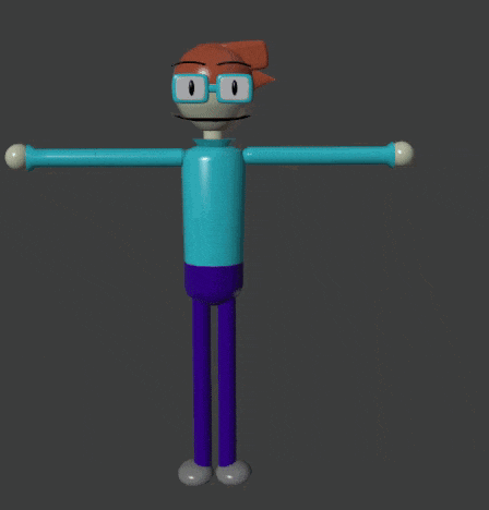 a 3d model of a cartoon character with a skeleton head