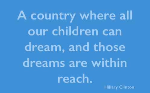 a quote from hillary clinton is on a blue background