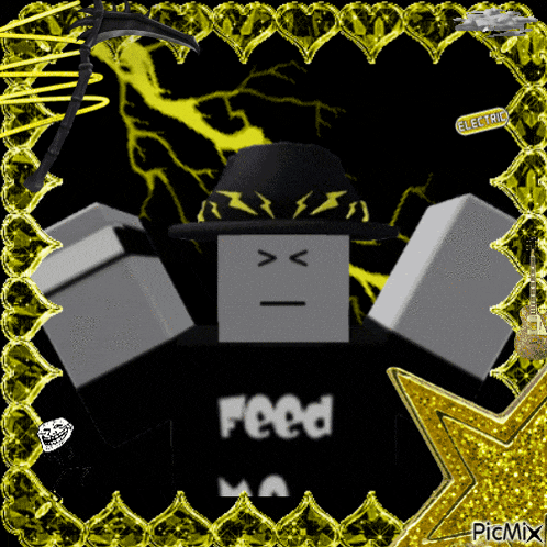 a picture of a person with a hat and the word feed on their shirt