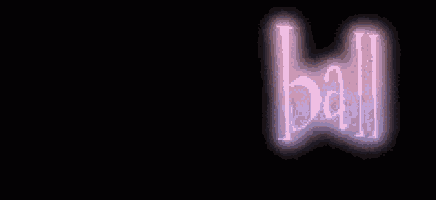 a neon sign that says ball on a black background .