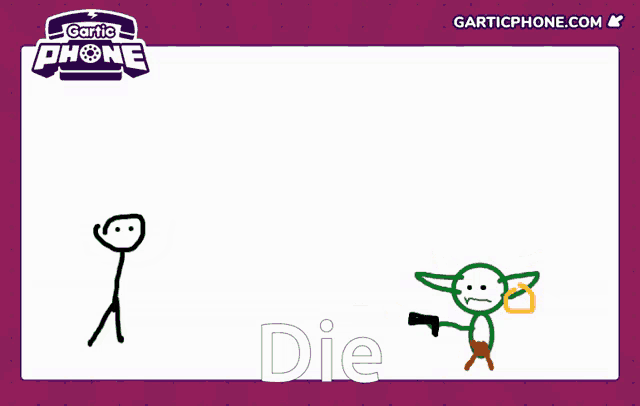 a drawing of a cartoon character with the word die in the corner