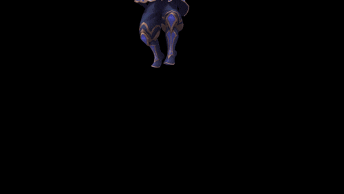 a cartoon character with white hair and blue eyes is standing on a black background