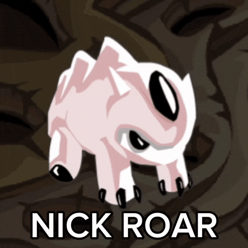 a picture of a pig with the name nick roar written below it