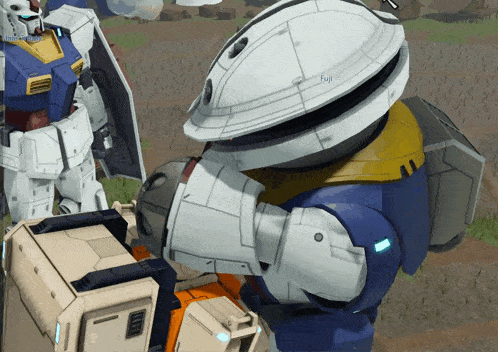 a white robot with the word fuji on it