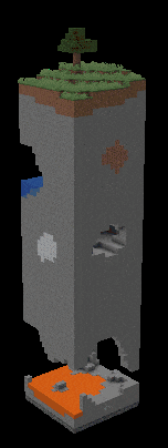 a pixel art of a green block with orange blocks underneath it