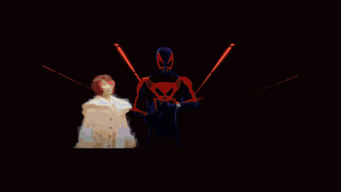 a pixelated image of a man in a red cape