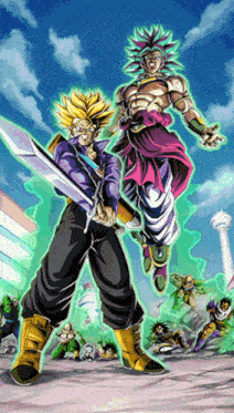 a drawing of trunks and broly from dragon ball