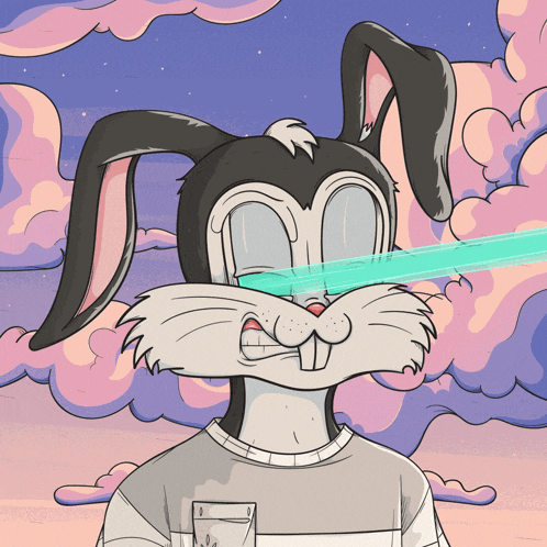 a cartoon of a bunny rabbit with a striped shirt