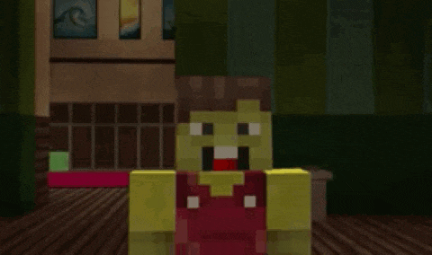a minecraft character is standing in a dark room