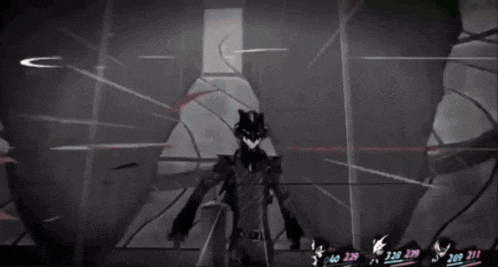 a video game character is fighting another character with a sword