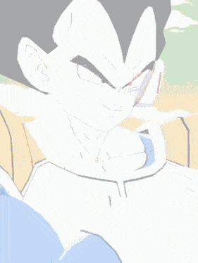 a close up of a dragon ball z character with a serious look on his face