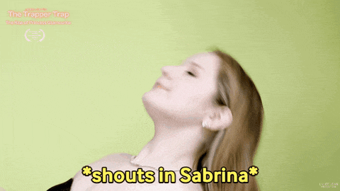 a blurred image of a woman with the words shouts in sabrina