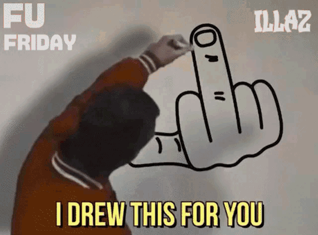 a drawing of a middle finger with the words i drew this for you below it