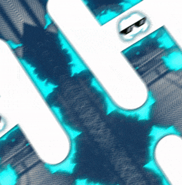 a close up of a blue and white item with sunglasses on it