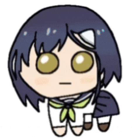 a cartoon drawing of a girl with big yellow eyes and a sailor uniform .