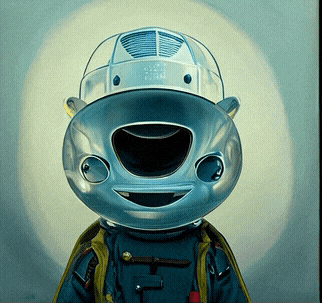 a cartoon character with a helmet that looks like a space ship