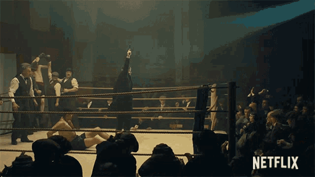 a boxing ring with netflix written on the bottom