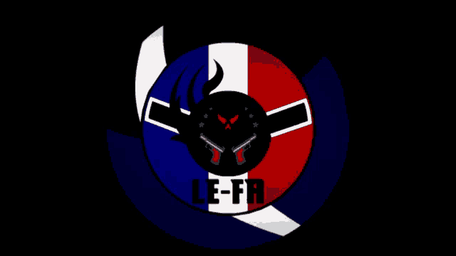 a red white and blue circle with le-fr written in the center