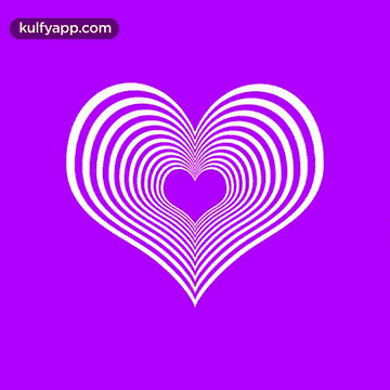 an optical illusion of a heart made of striped lines on a purple background .