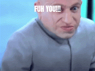 a close up of a bald man 's face with the words `` fun you '' written on his face .
