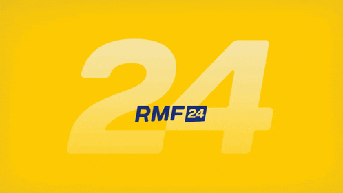 a yellow background with the words tylko u nas rmf 24