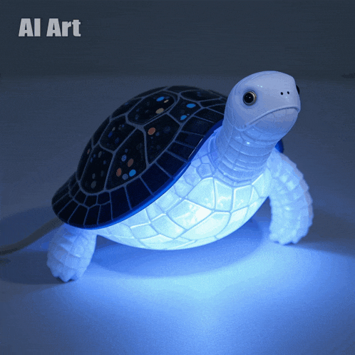 a turtle with a blue light coming out of it