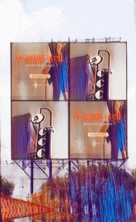 a painting of a billboard that says " reanne well "