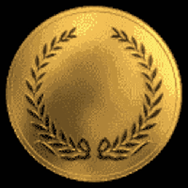 a coin with a laurel wreath on it