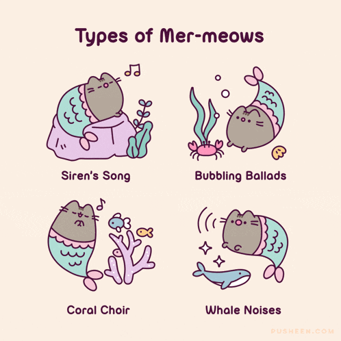 types of mer-meows coral choir bubbling ballads whale noises and siren 's song