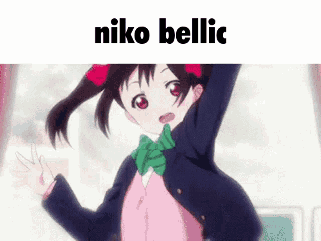a picture of a girl with the words niko bellic on the top