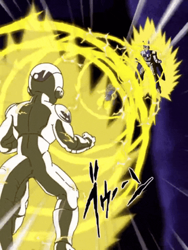 a cartoon of a man in a white suit fighting another man in a yellow suit