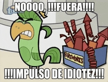 a cartoon character is standing next to a box of fireworks and a box of fireworks .