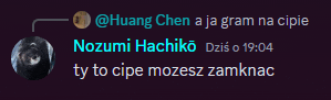 a screenshot of a twitter conversation with huang chen and nozumi hachiko