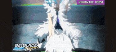 a screenshot of beyblade burst with a nightmare boost .
