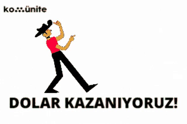 a cartoon of a man holding a dollar bill with the words dolar kazaniyoruz written below him