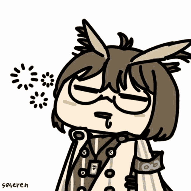 a cartoon drawing of a girl with glasses and the name seseresen below her