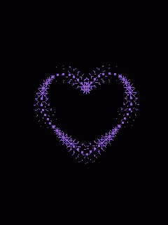 a heart made of purple stars on a black background .