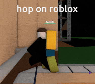 a screenshot of a video game that says hop on roblox on it