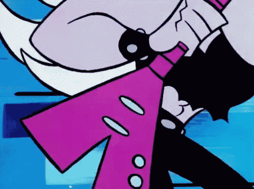 a close up of a cartoon character holding a microphone