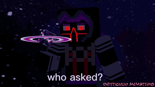 a video game character holding a planet with the words who asked below him