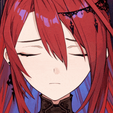 a close up of a cartoon character with red hair