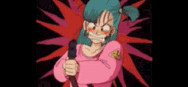 a cartoon of a girl with a gun in her hand .