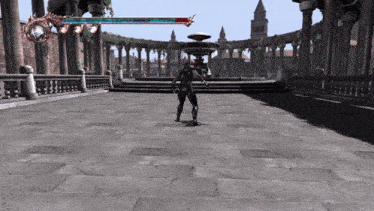 a video game is being played on a gray floor