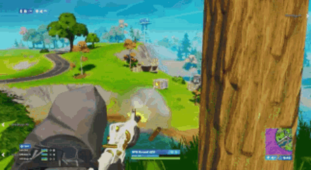 a person is playing a video game with a gun