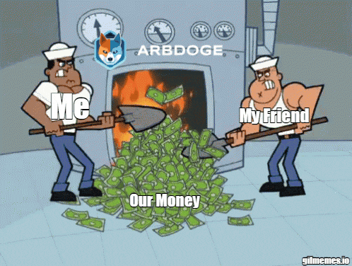 a cartoon of two men digging in a pile of money with the words " me " and " my friend " on the bottom