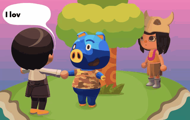 a video game character says i lov to another character