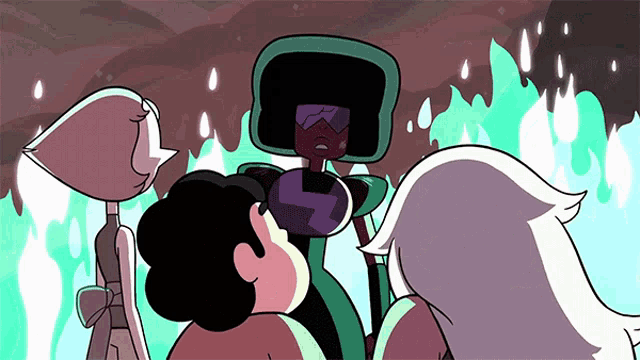 a group of cartoon characters including garnet and pearl standing next to each other