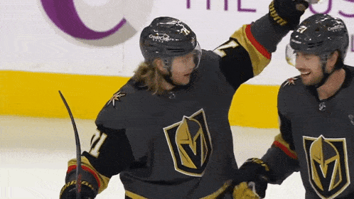 a hockey player wearing a jersey with the letter v on the front